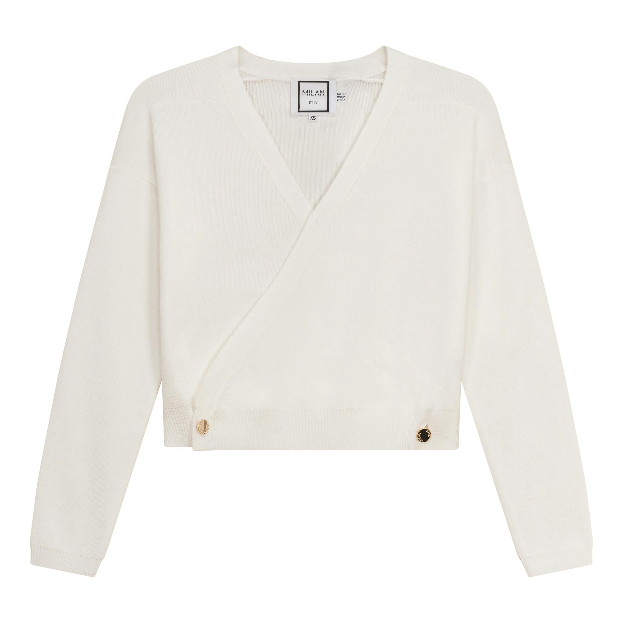 Cropped Double Breasted Wrap Sweater