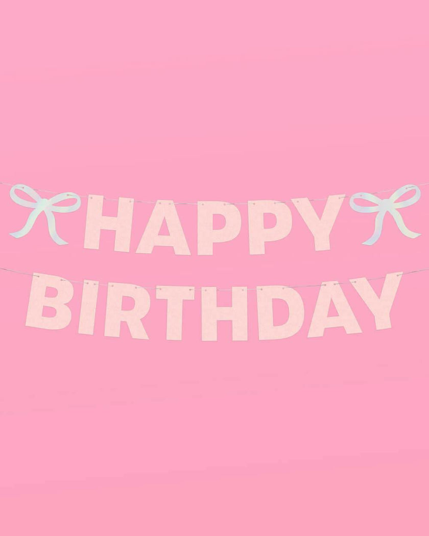 Birthday Bow Banner - foil + glitter banner