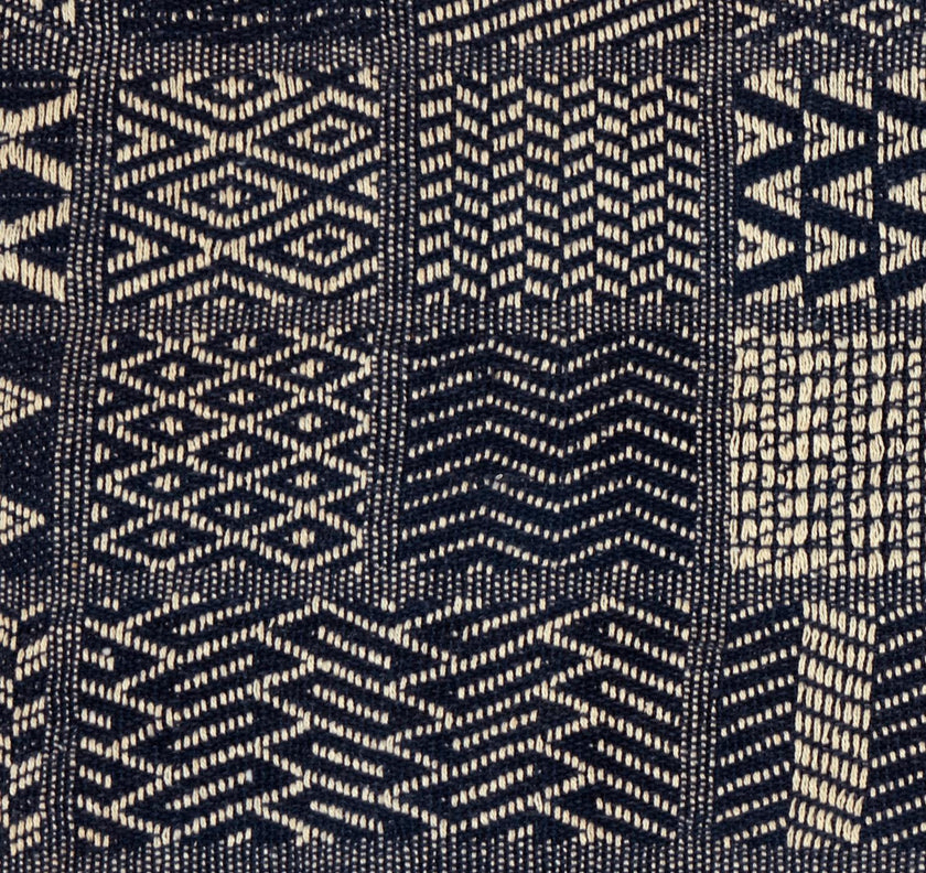 Artisan Hand Loomed Cotton Table Runner - Indigo Blocks - 18"x96"