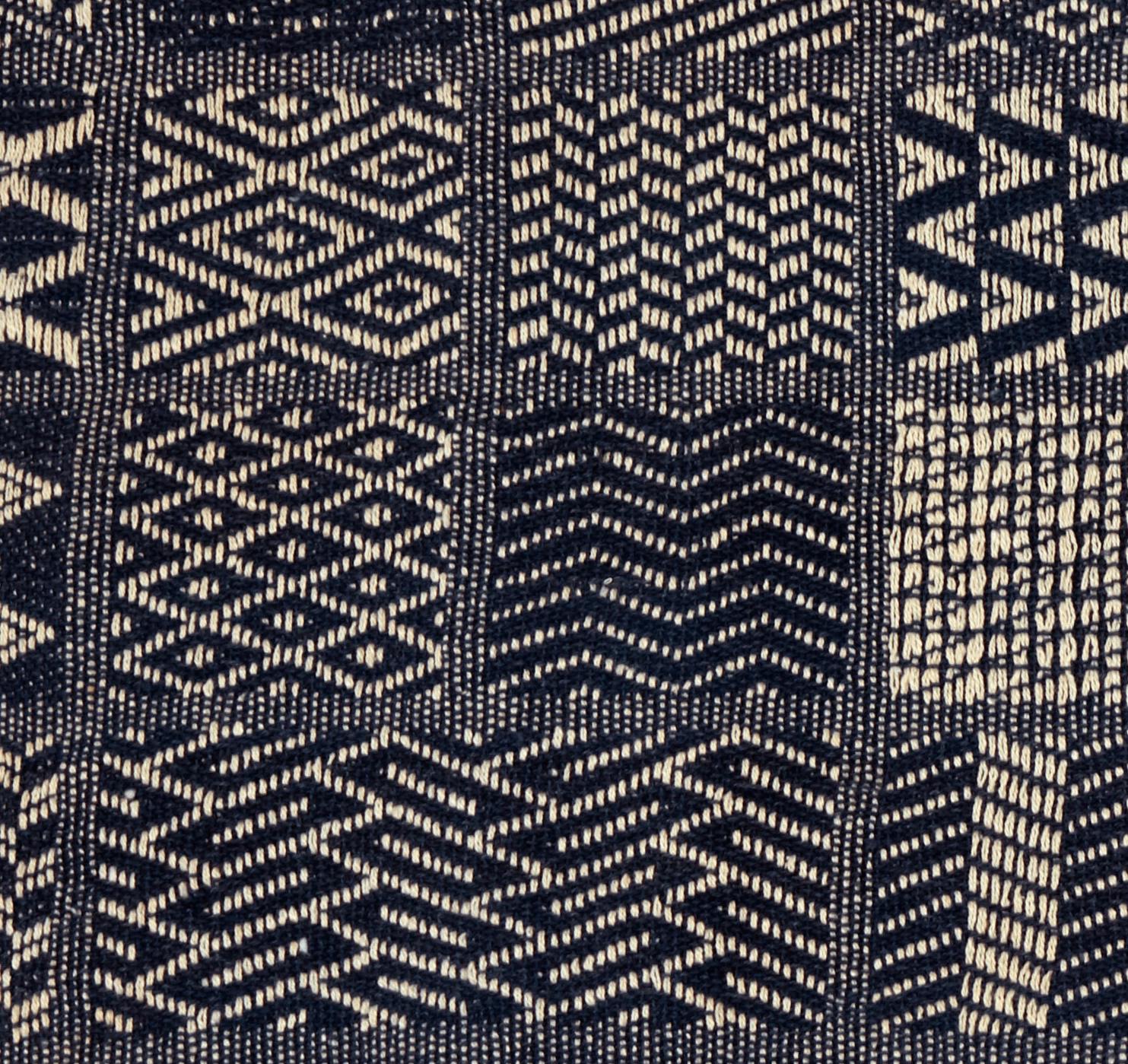 Artisan Hand Loomed Cotton Table Runner - Indigo Blocks - 18