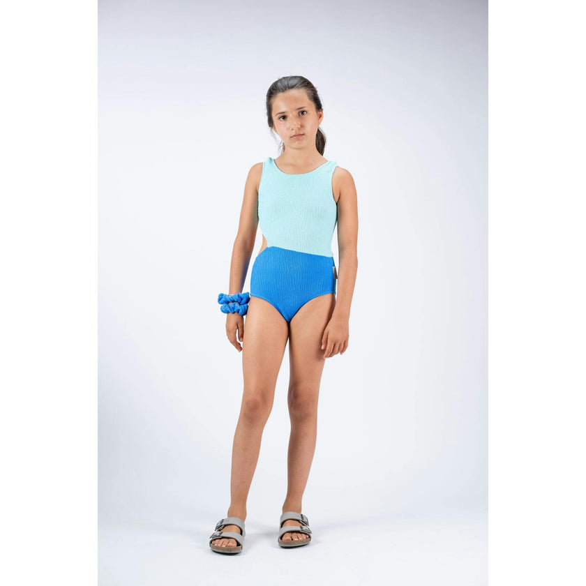 Blue Waves Textured Swimsuit, Blue