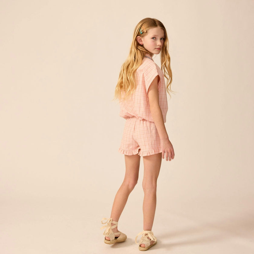 Organic Summer Top in Pink Plaid