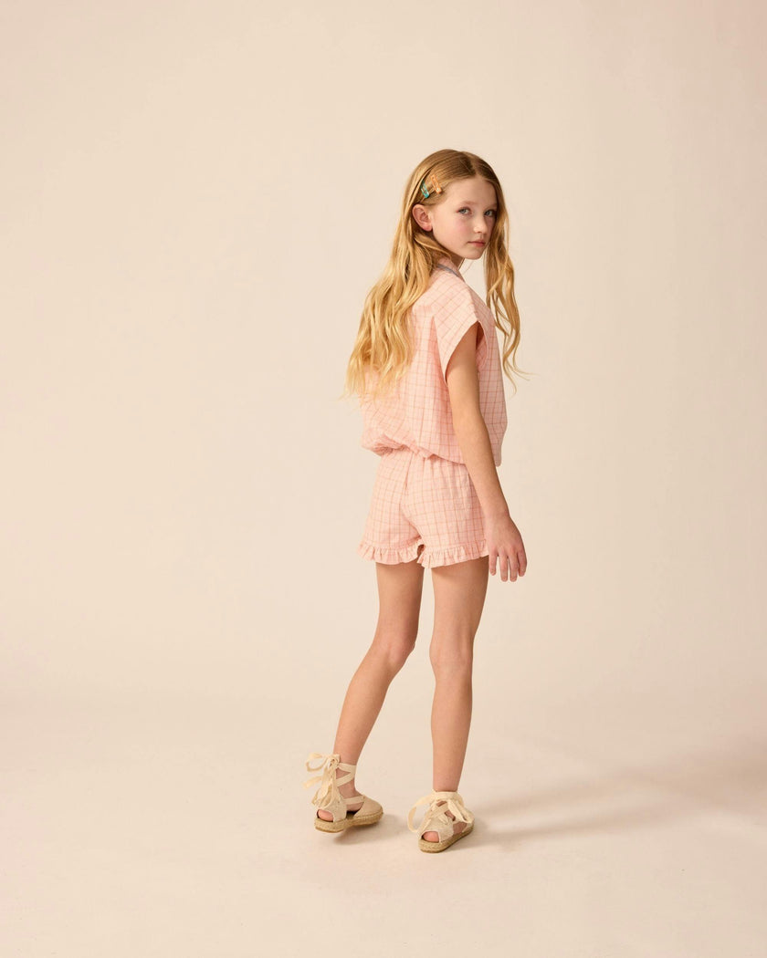 Ruffle Shorts in Pink Plaid