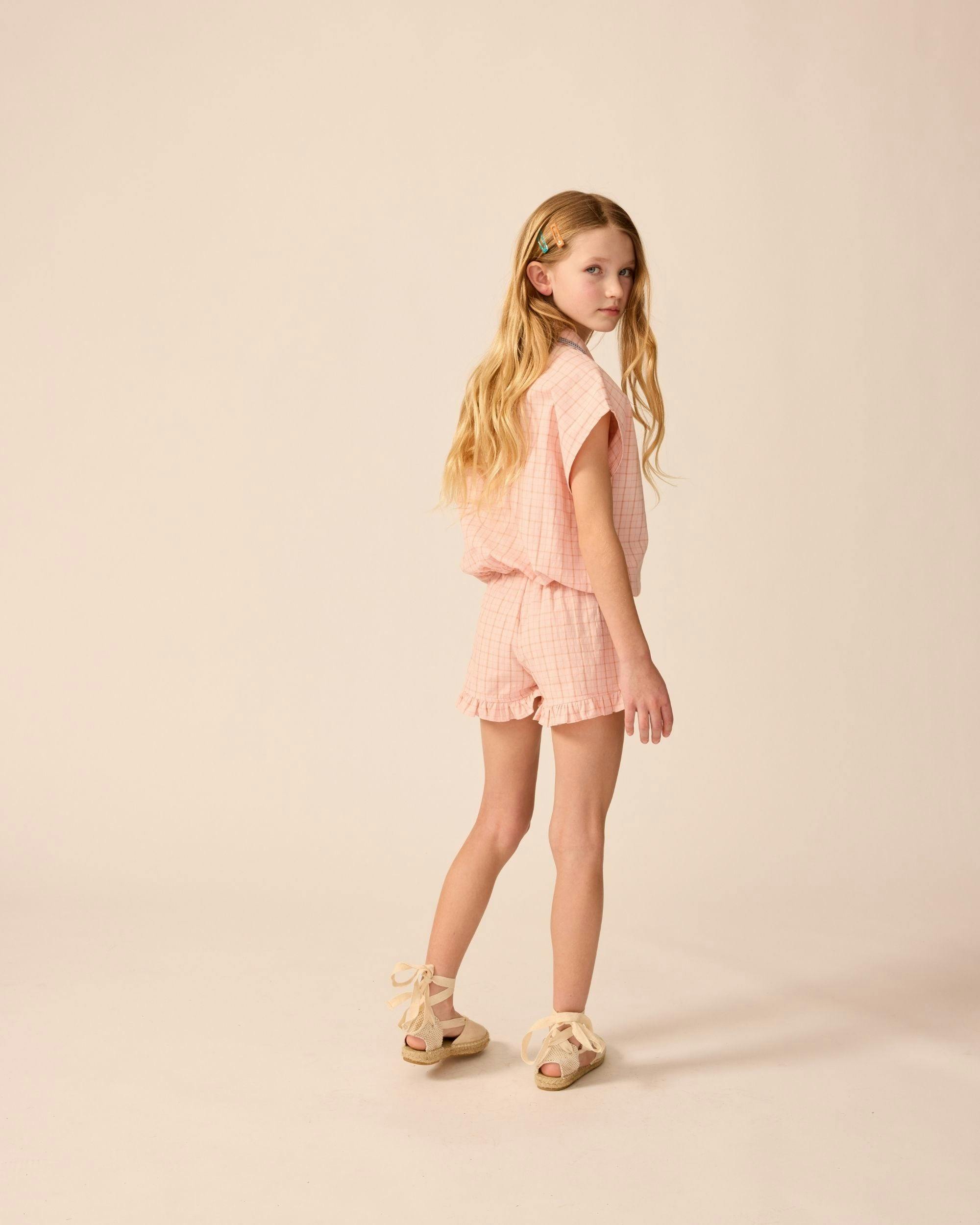 Ruffle Shorts in Pink Plaid