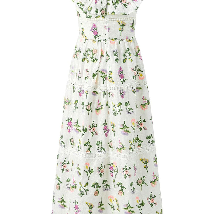 Emely Frill Embroidered Maxi Dress