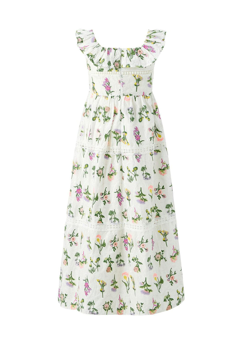 Emely Frill Embroidered Maxi Dress
