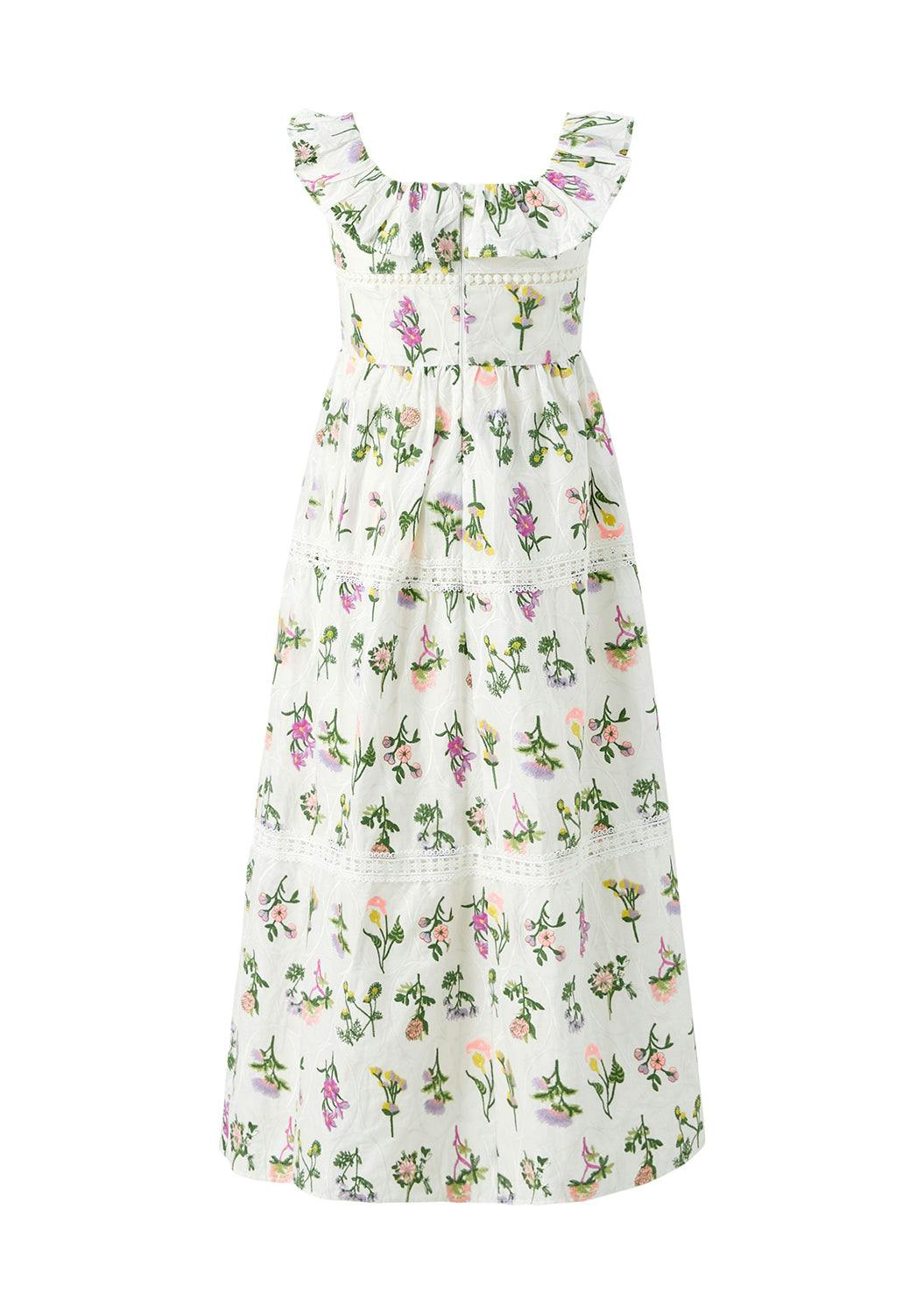 Emely Frill Embroidered Maxi Dress