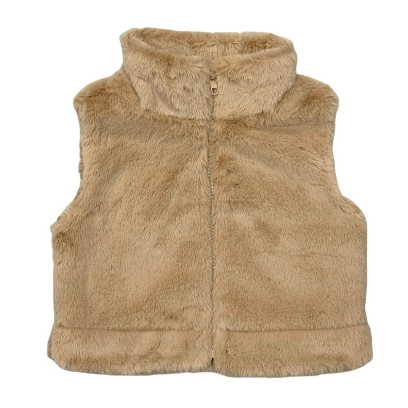 Girls Fur Vest in Beige