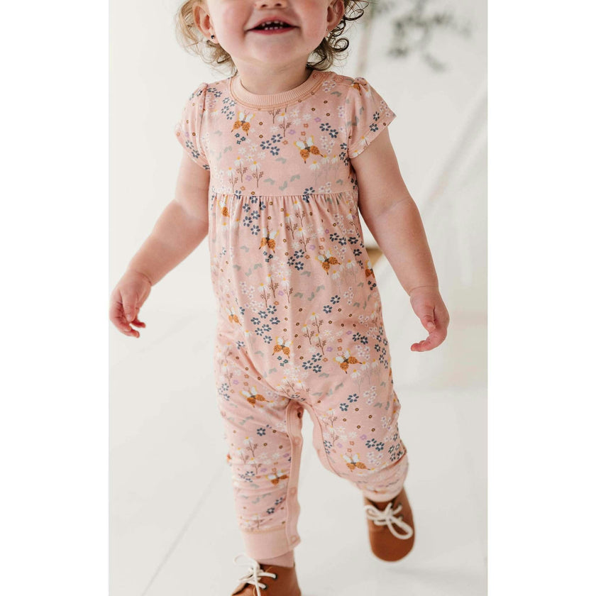 Girl's Short Sleeve Pant Romper Garden