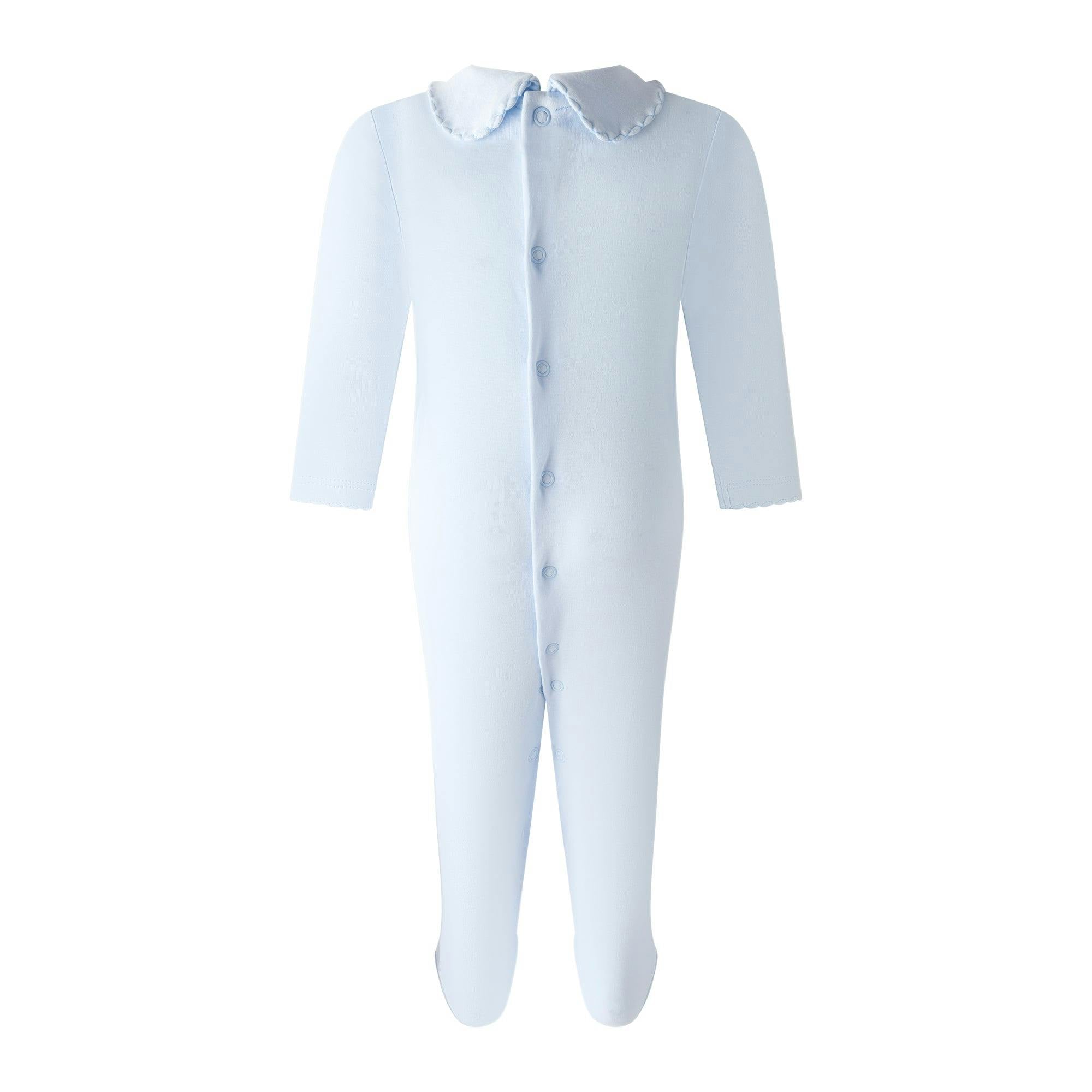 Pima Blue Smocked Footie