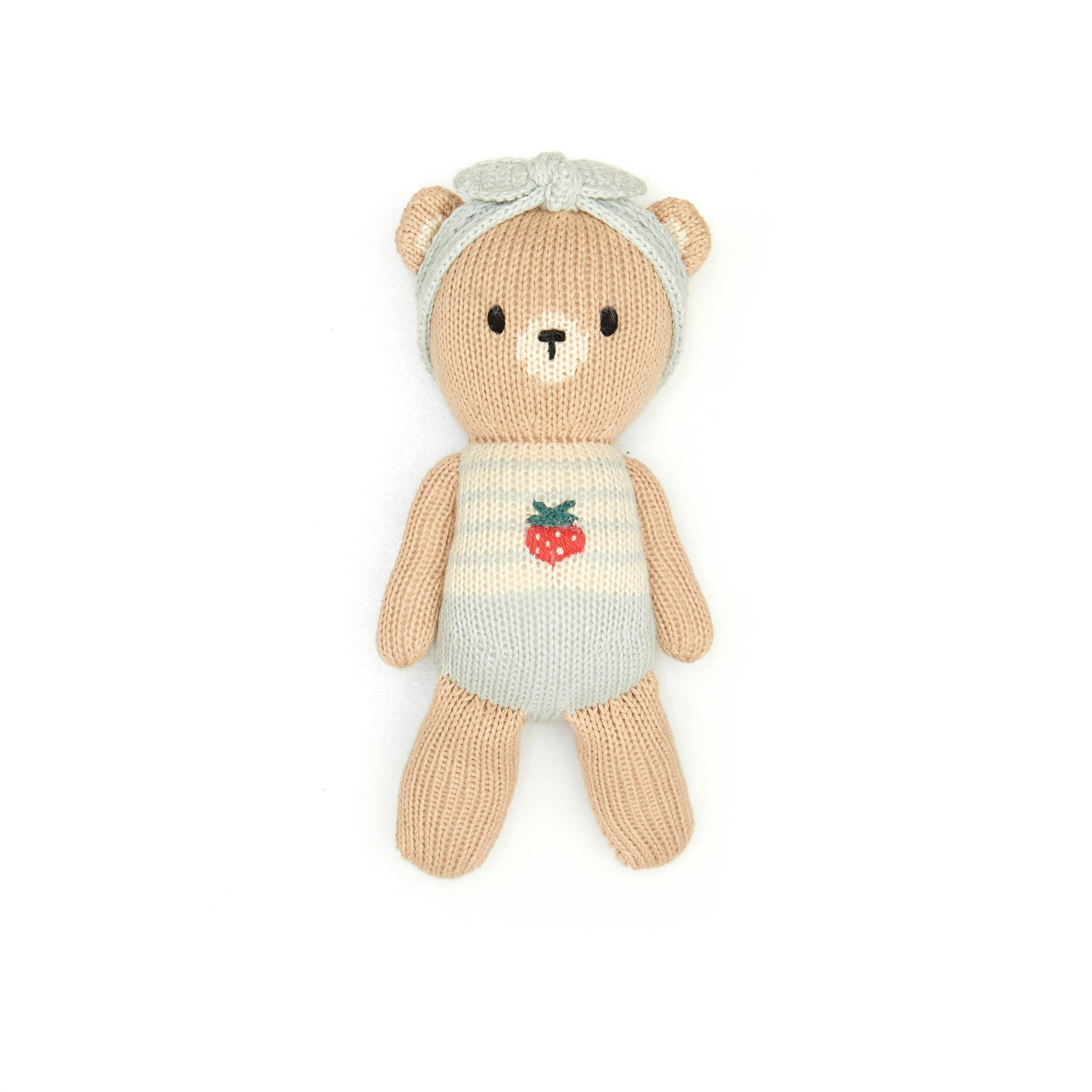 The Baby bear with strawberry Light blue & natural -  8.5