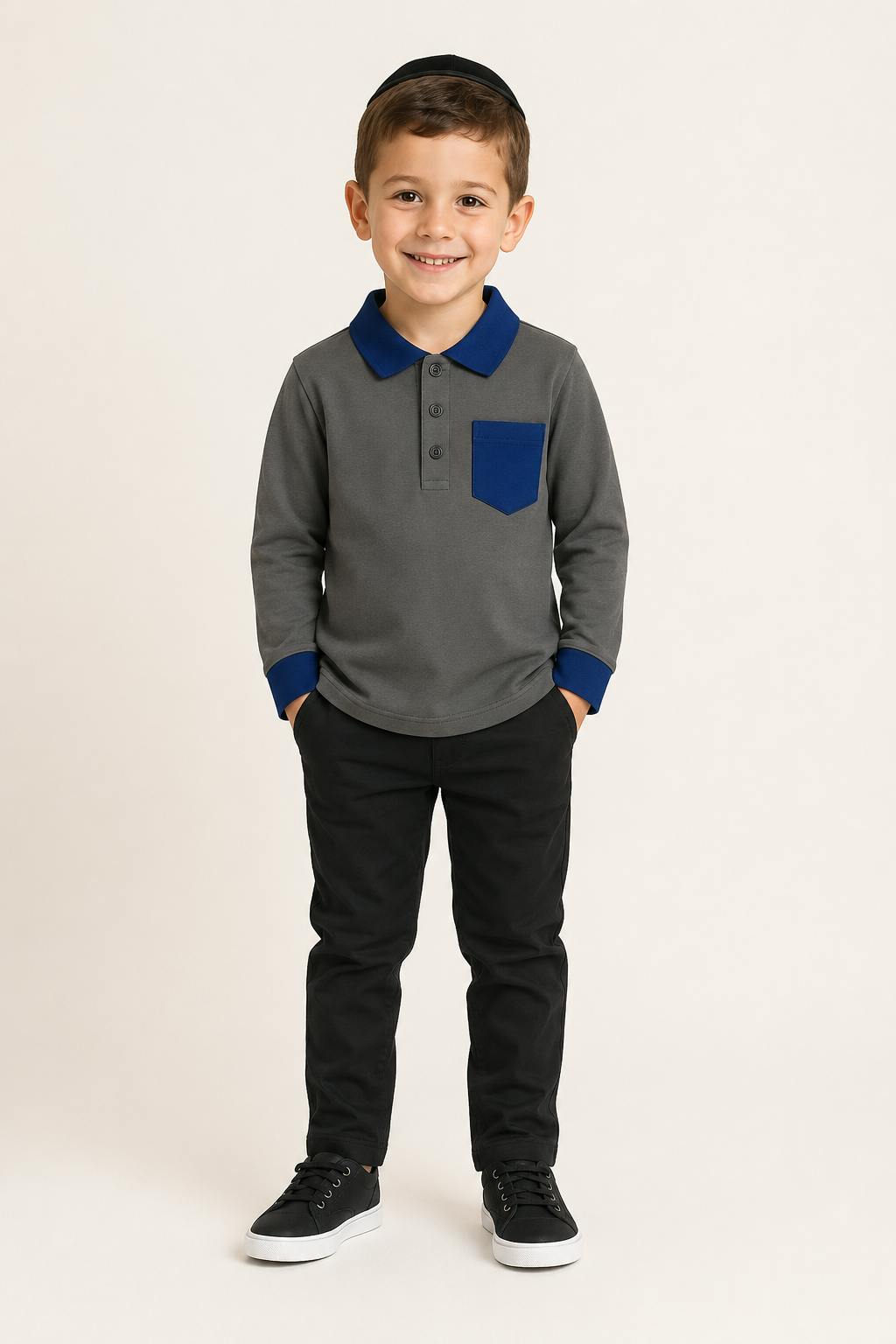 Boys Long Sleeve Pocket Polo