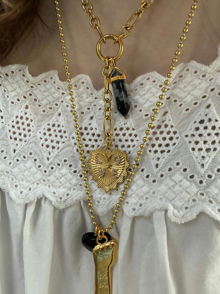 LIMITED EDITION LOVE & CRYSTAL CHARM NECKLACE