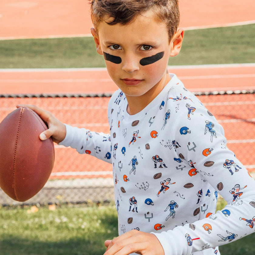 The Organic Long Sleeve Pajama Set [Football]