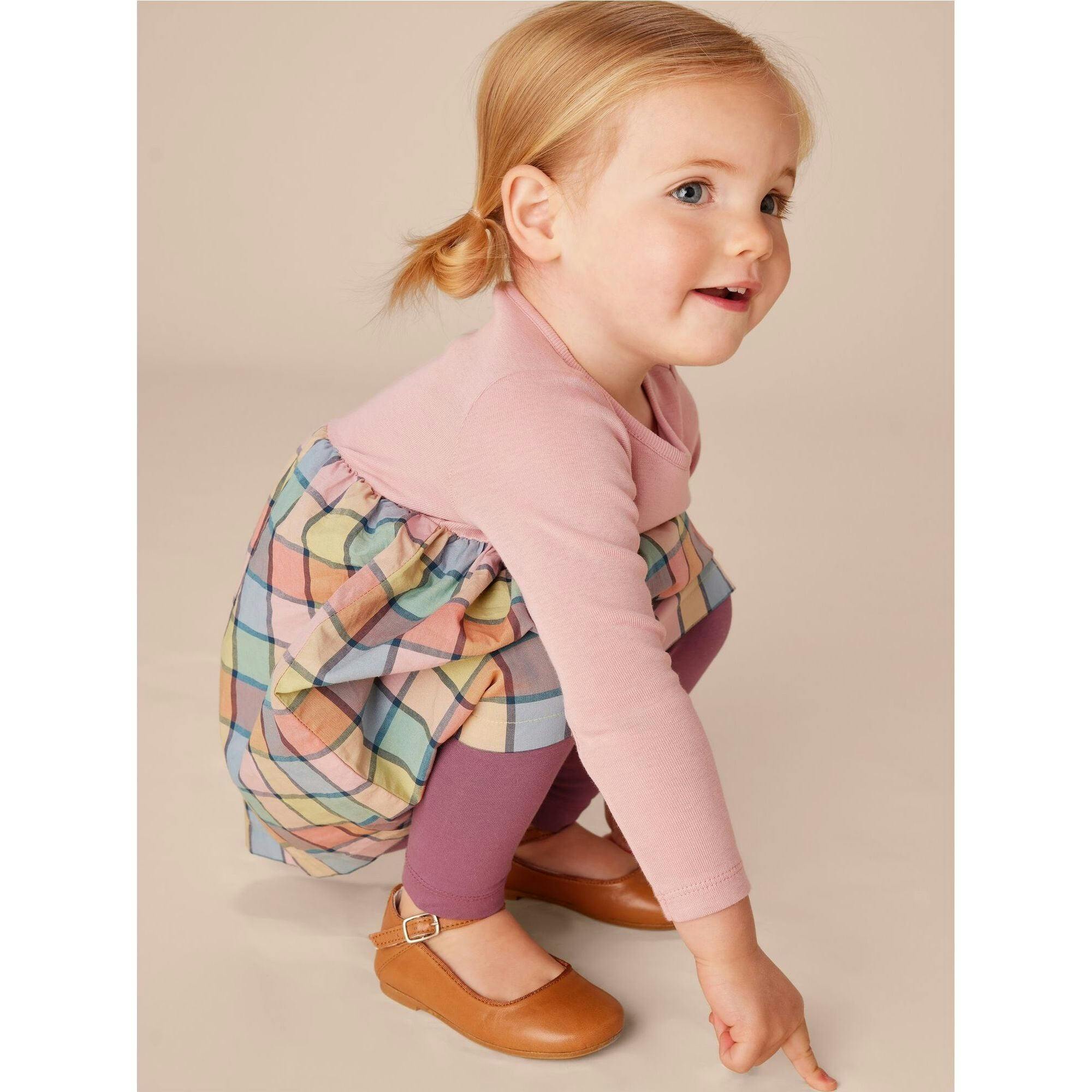Print Mix Skirted Baby Dress, Brown