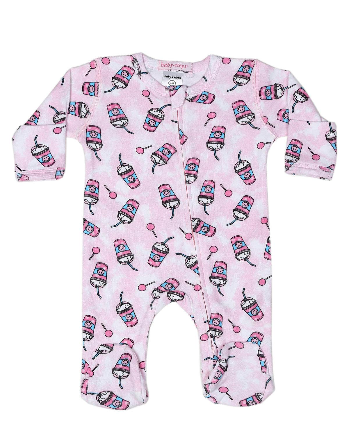 Baby Zipper Footie - Pink Drink