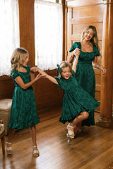 Teen Amira Dress in Emerald Satin