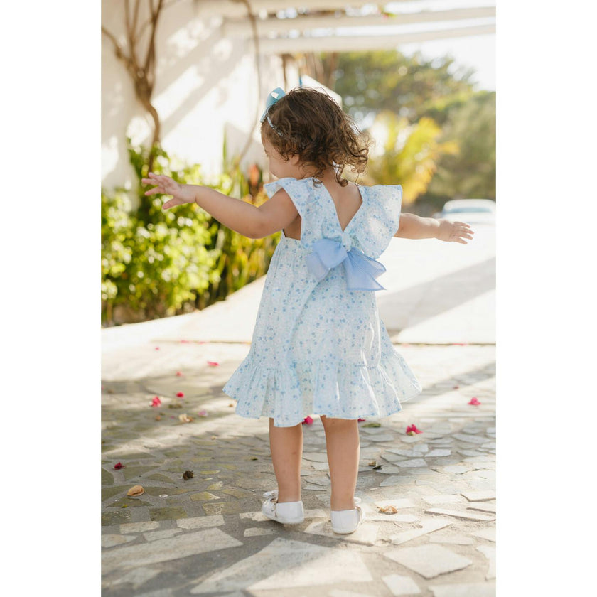 Blue Floral Smocked Dress