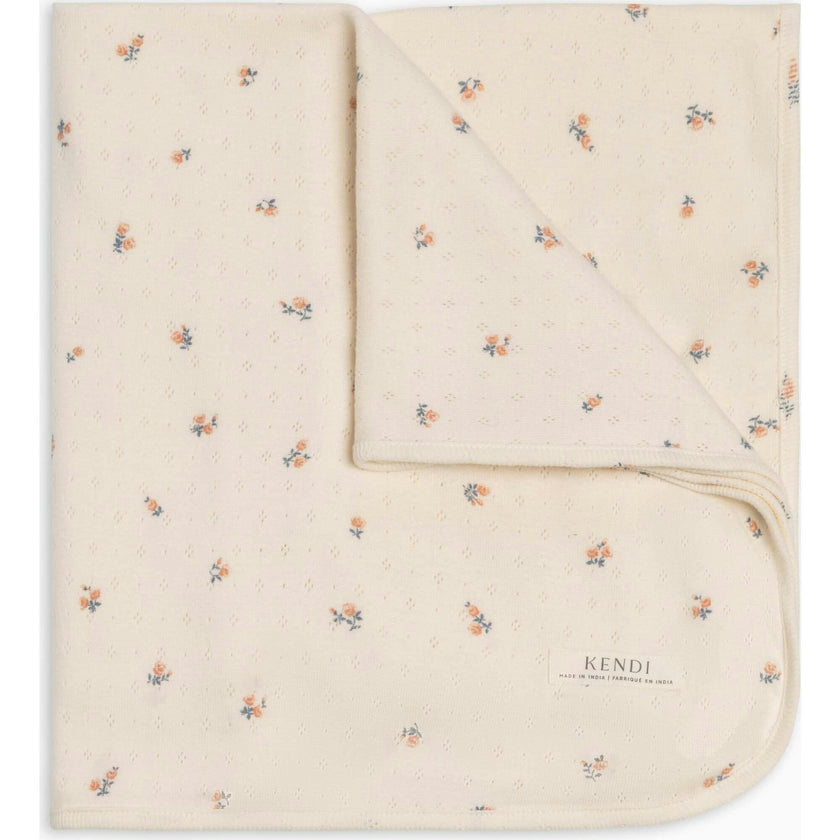 Pointelle Swaddle Blanket - Maris Floral / Ivory + Sea