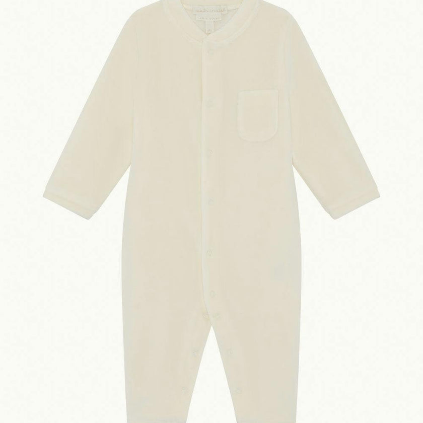 Velour Angel Wing™ Footless Sleepsuit - Cream