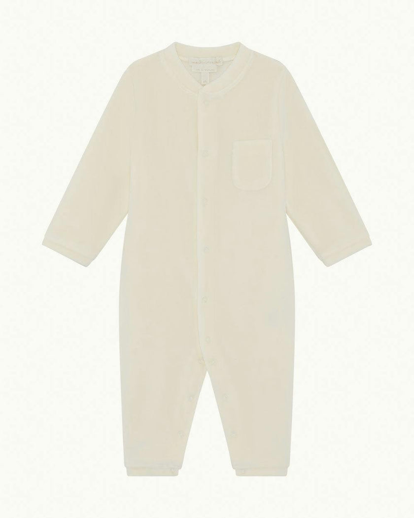 Velour Angel Wing™ Footless Sleepsuit - Cream