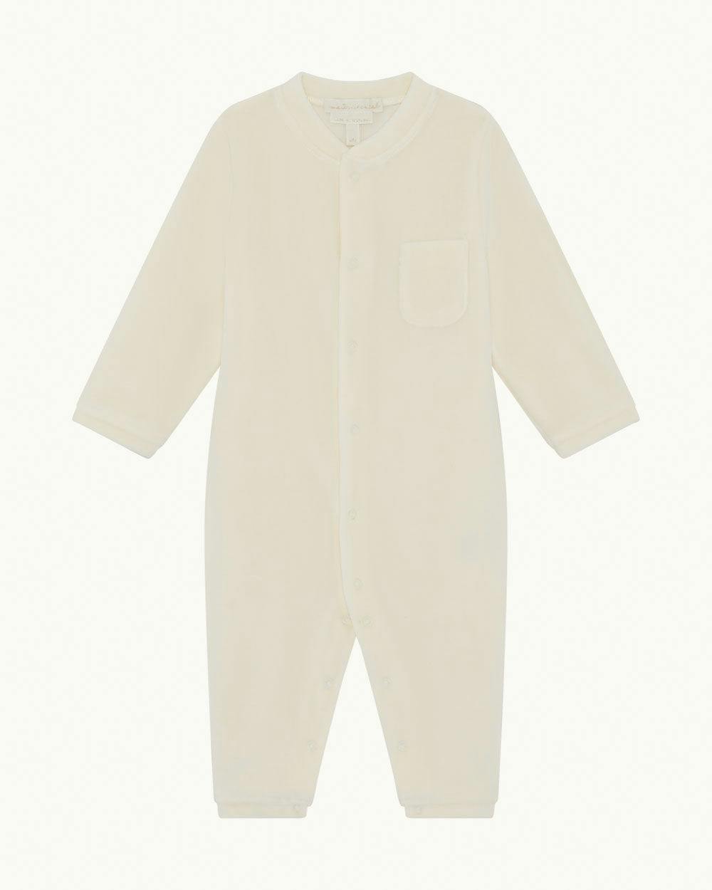 Velour Angel Wing™ Footless Sleepsuit - Cream