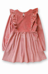 Rose Stretch Corduroy Carina Ruffle Dress