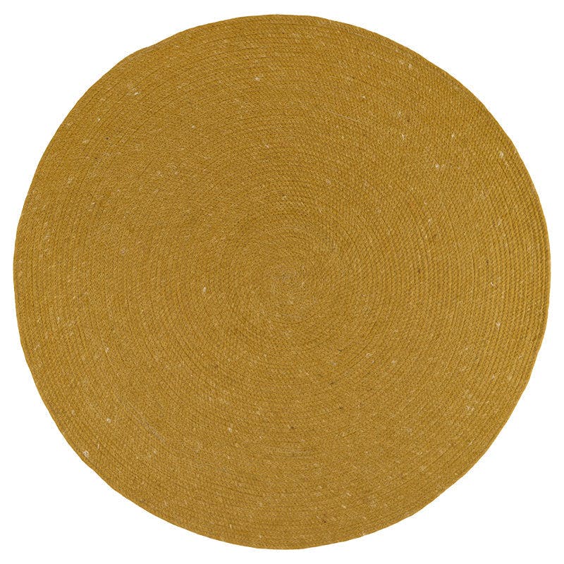 Neethu Hand-Crafted Felted Wool Round Rug, Yellow