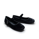 Black Michelle Satin Velvet Flats