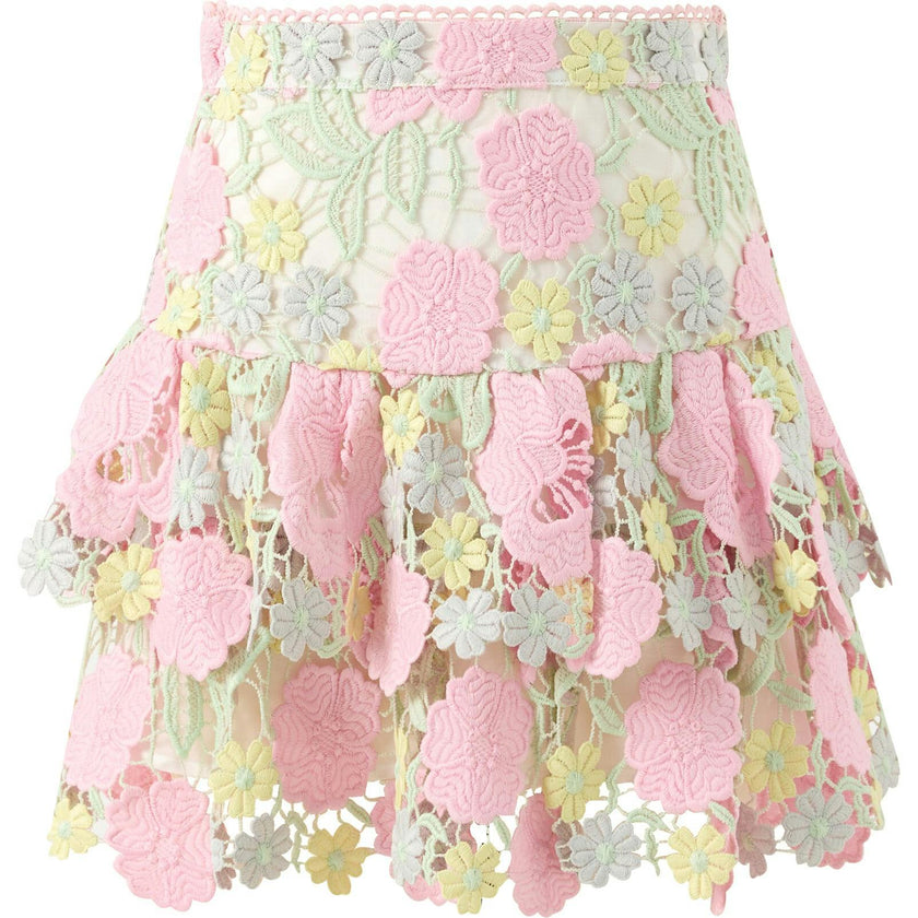 Estella Frill Embroidered Mini Skirt