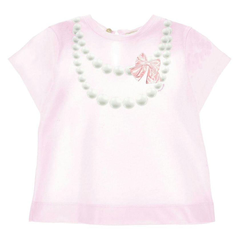 Pink Pearl Necklace-Print T-shirt