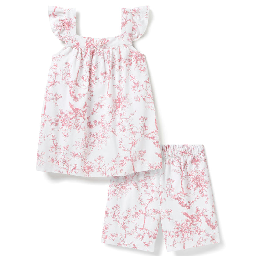 Girl's Twill Clara Short Set in Pink Timeless Toile