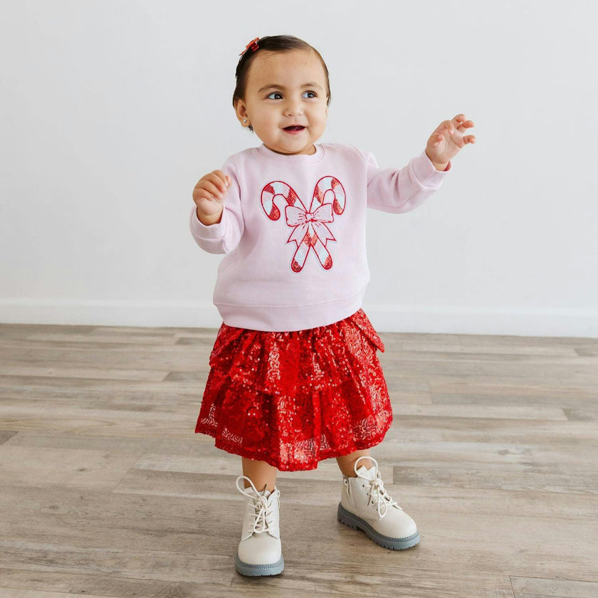Candy Cane Sequin Patch Christmas Sweatshirt