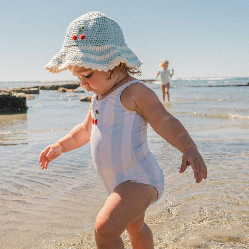 Cherry Swimsuit in Blue Striple
