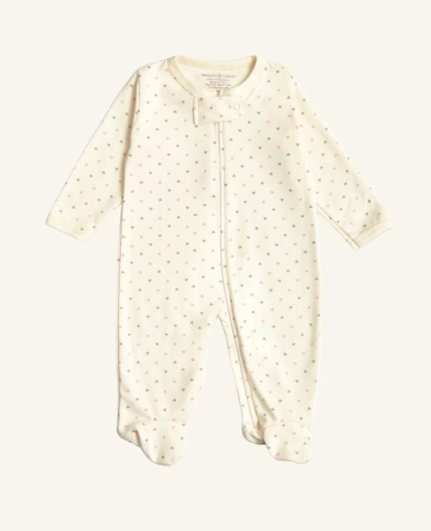 Hypoallergenic Pima Cotton Baby Footie | Hearts Print