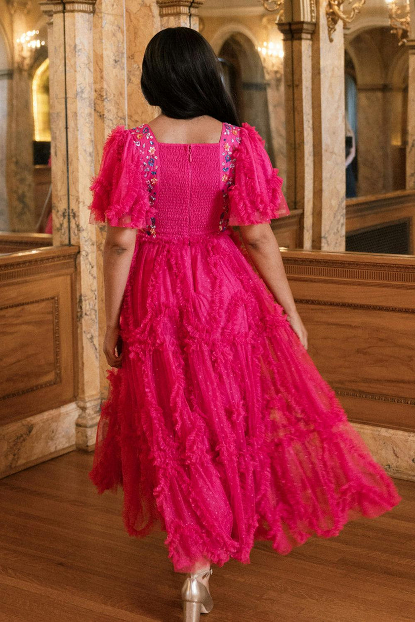 Cressida Dress in Merry Magenta