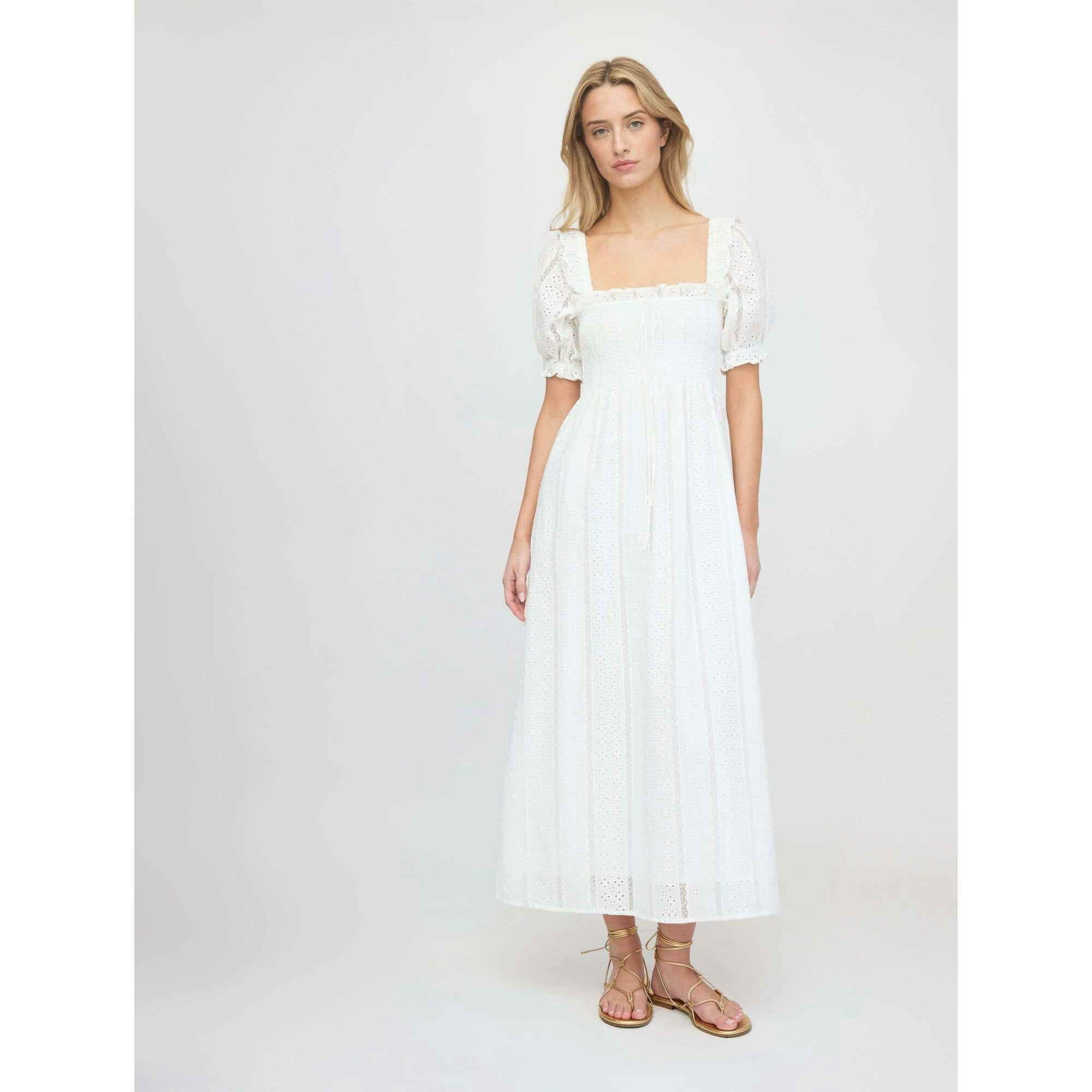The Scarlett Nap Dress - White Broderie Voile