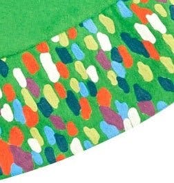 Handmade Green Confetti Border Christmas Tree Skirt Wool 60"