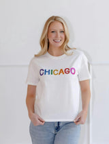 Women's Sequin Chicago T-shirt Black