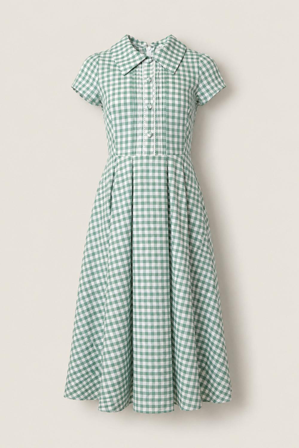 Amber Dress in Sage Gingham