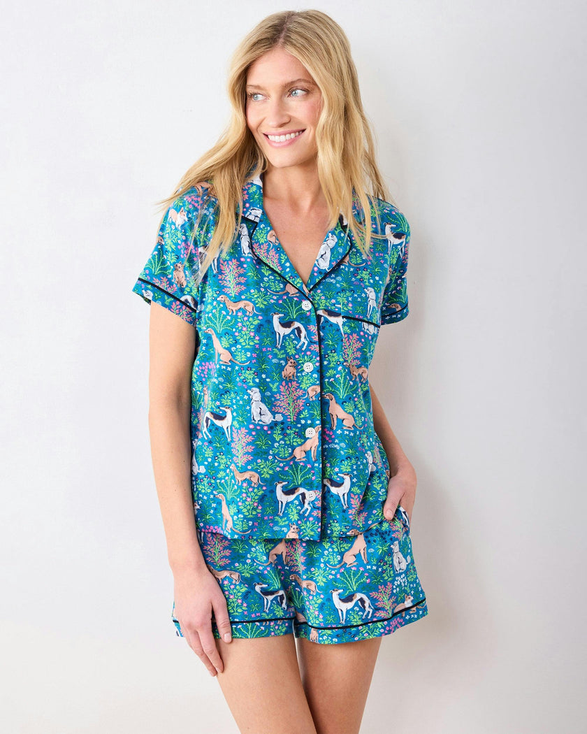 Must Love Dogs - Organic Pima Modal Knit Short PJ Set - Cerulean