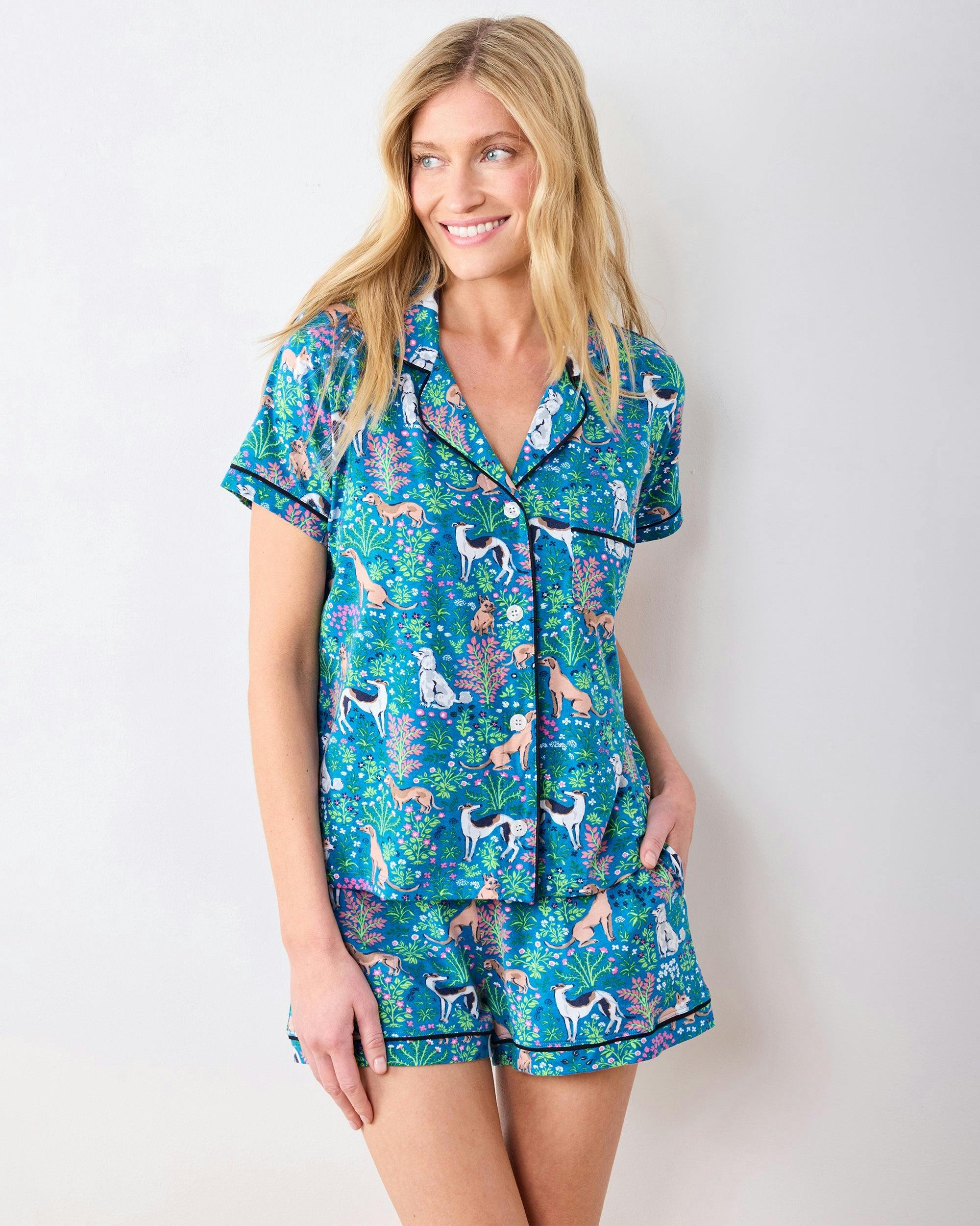 Must Love Dogs - Organic Pima Modal Knit Short PJ Set - Cerulean