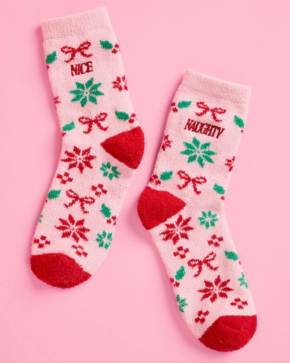 Naughty & Nice Cloud Socks - cozy holiday socks