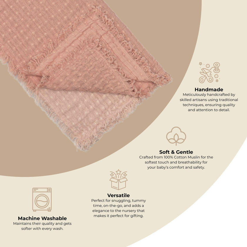 Multi-Layer Blush Ombre Muslin Cotton Baby Blanket