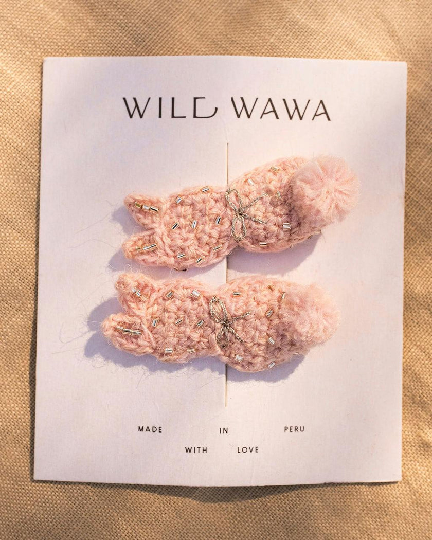 Crochet Clip set in Pink Bunny