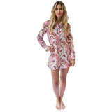 Women's Martinique® Pink Banana Leaf Night Shirt - Organic Cotton Poplin