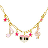 Music Multi Charm Necklace with Piano