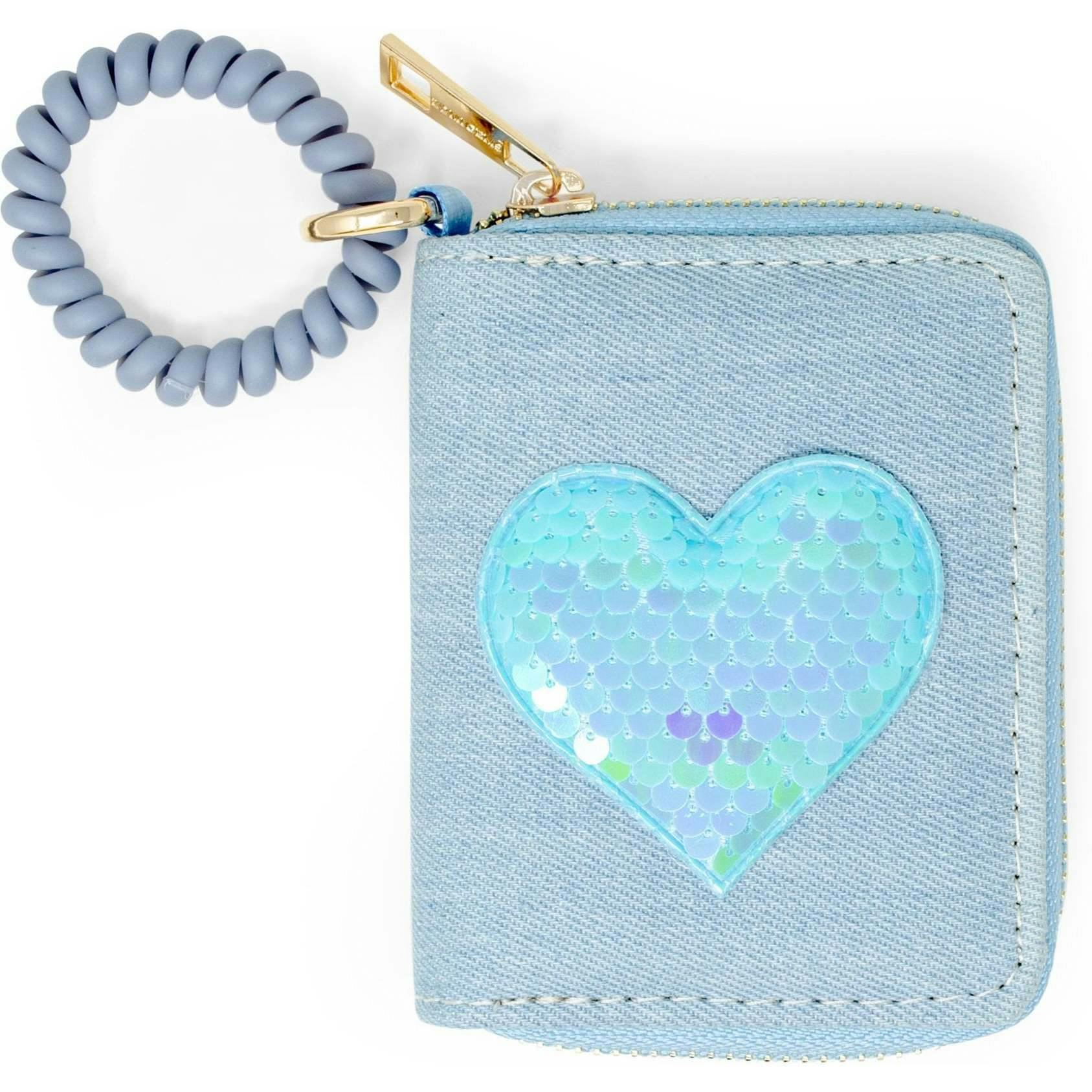 Sequin Heart Spiral Strap Wallet