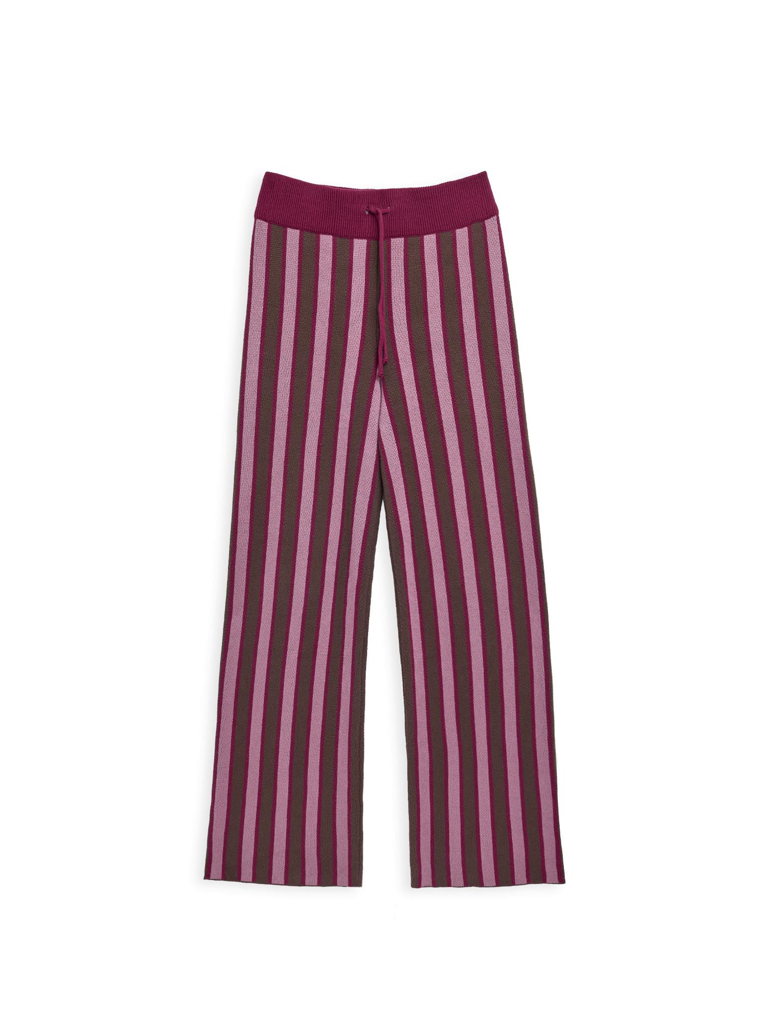 women's organic cotton pants - berry stripes
