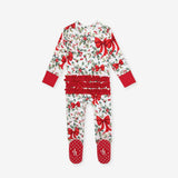 Happy Holly-days Footie Ruffled Zippered One Piece